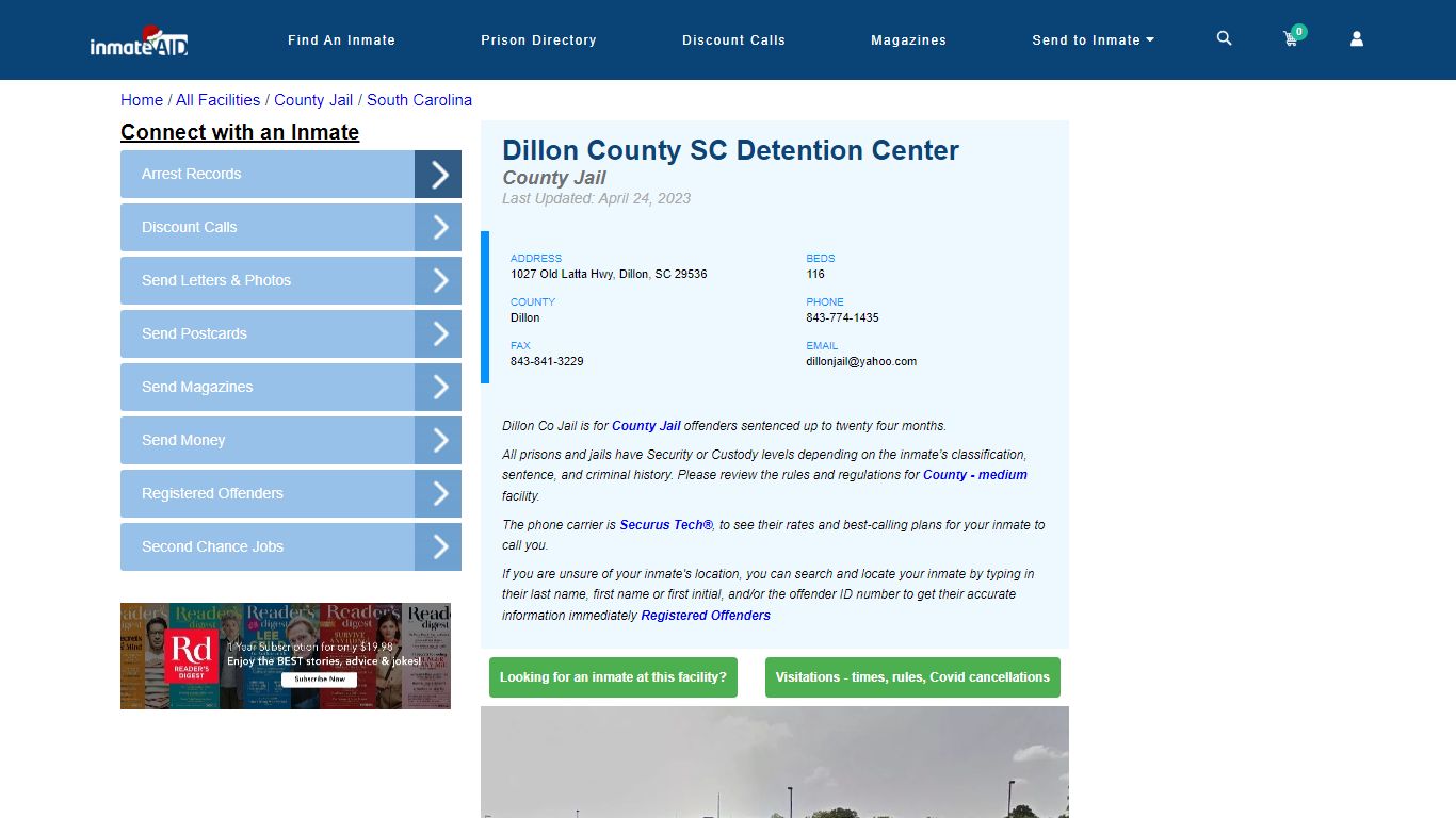 Dillon County SC Detention Center - Inmate Locator - Dillon, SC